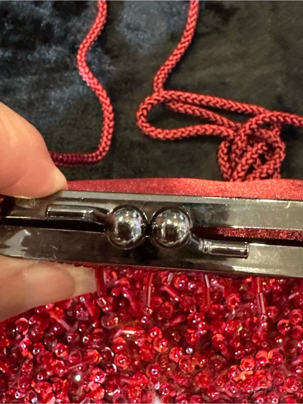 Red Beaded Evening Bag - Designer Style